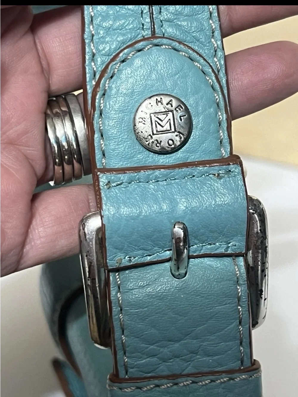 Michael Kors Teal Woven Shoulder Bag